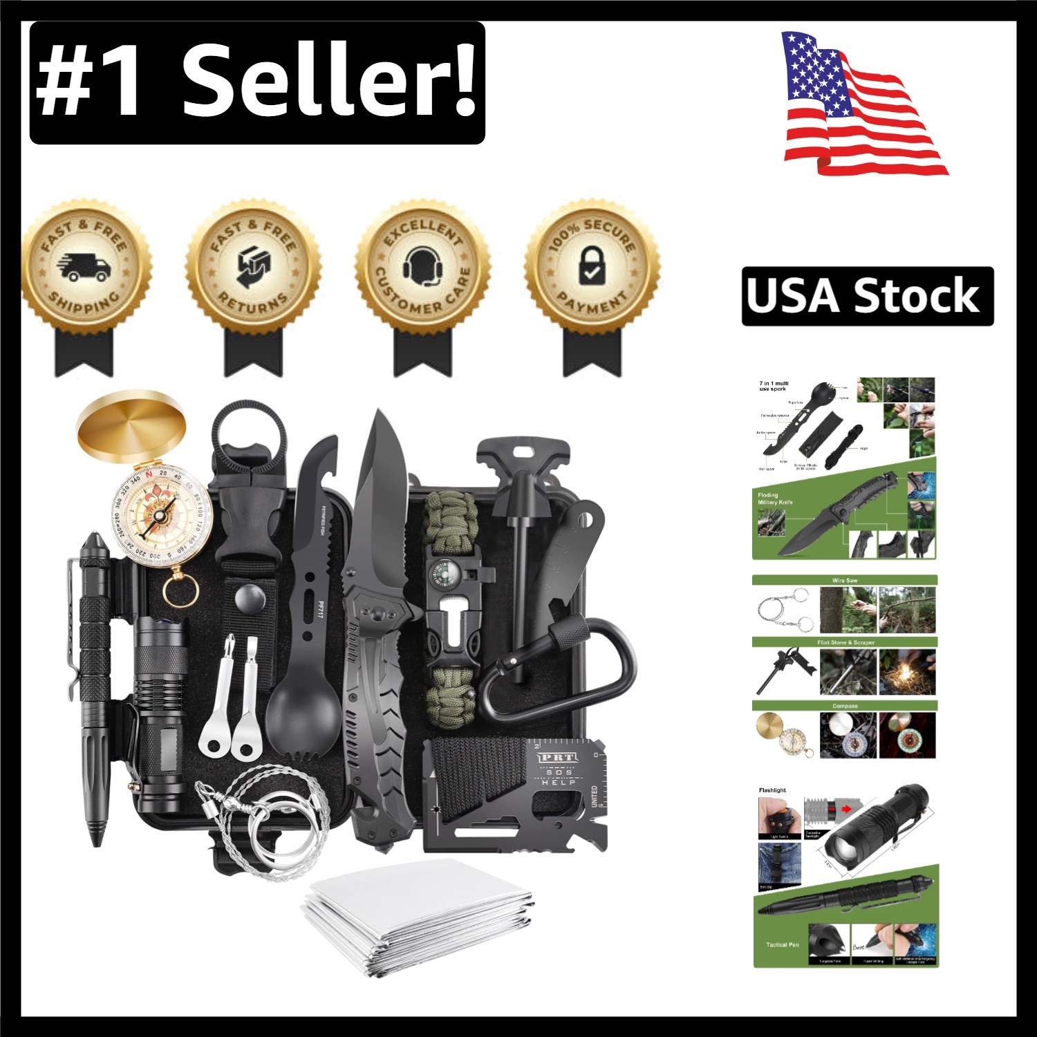 Ultimate 17 in 1 Survival Equipment Bundle: For Safety in the Great Outdoors