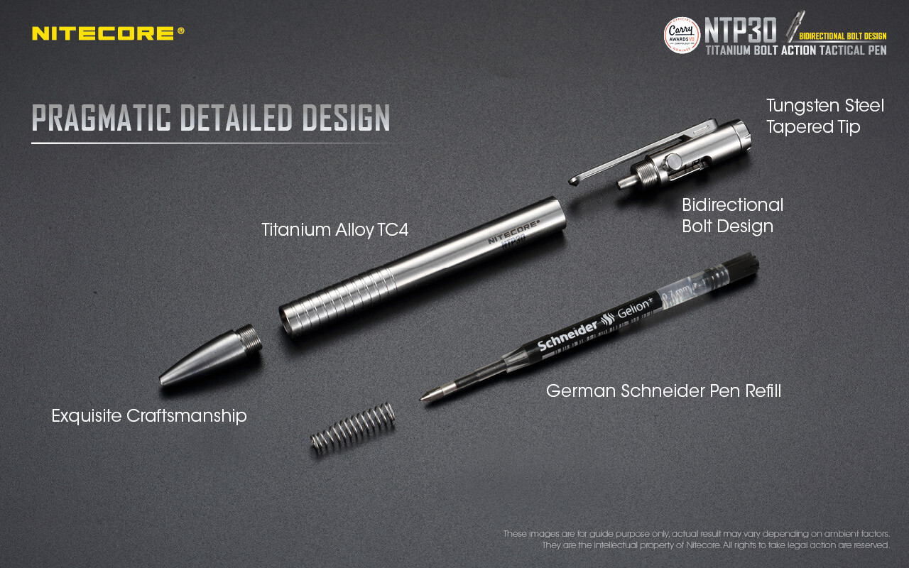 NITECORE NTP30 Titanium Bidirectional Bolt-Action Tactical Pen