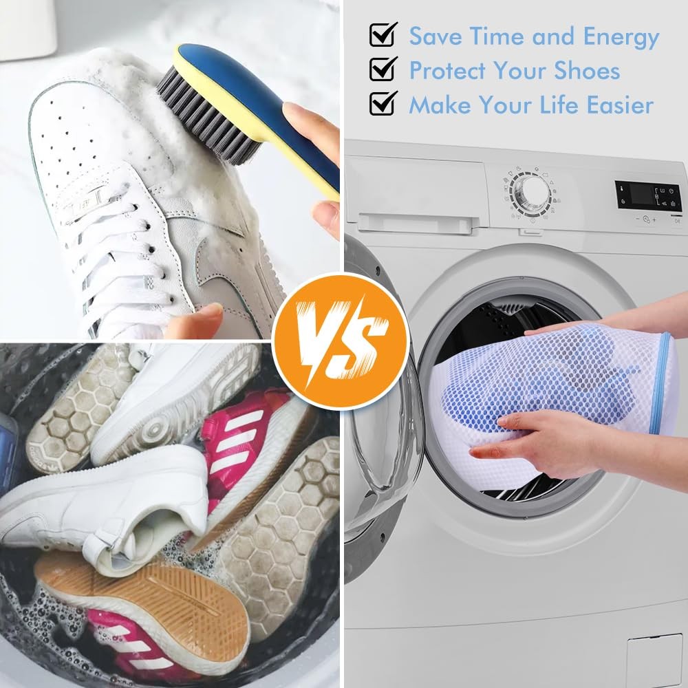 2 Pack Shoes Wash Bags,Shoe Washing 2 Large Laundry Bags (Shoes), White