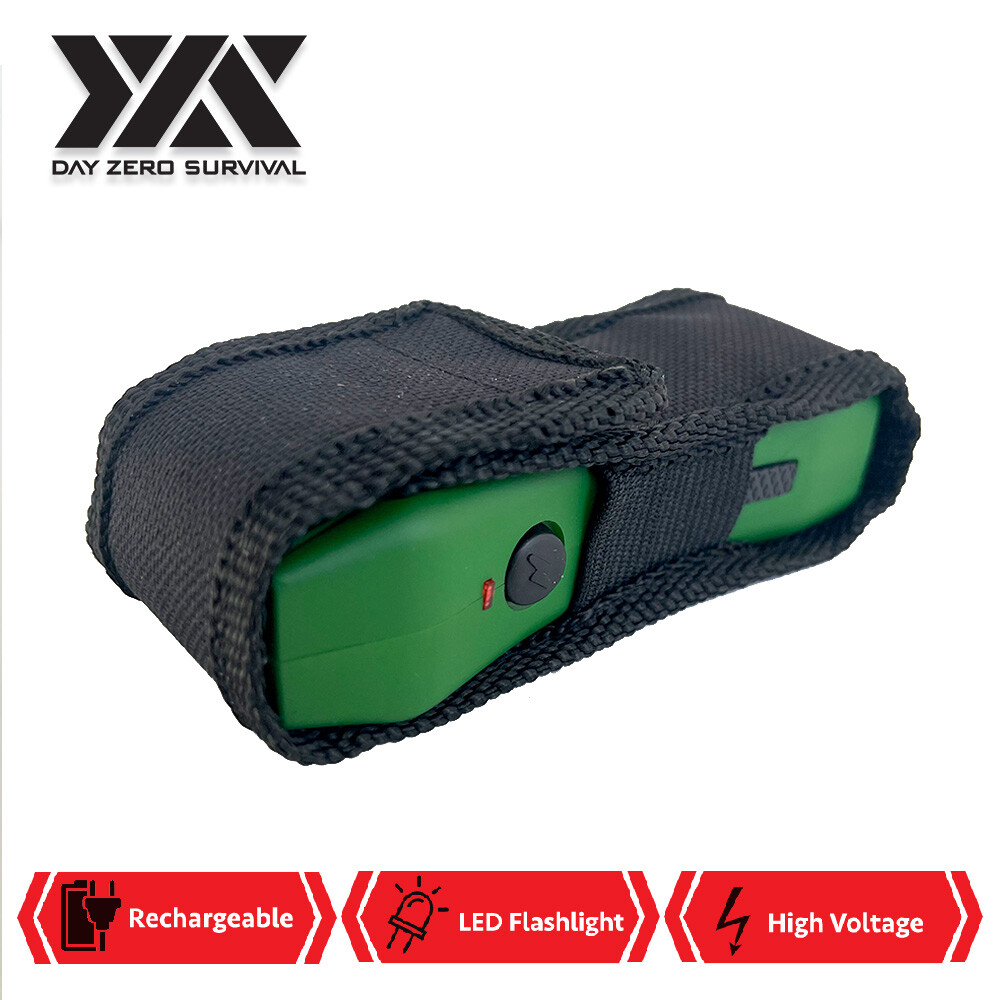 Green Slim Mini Rechargeable Stun Gun with Flashlight