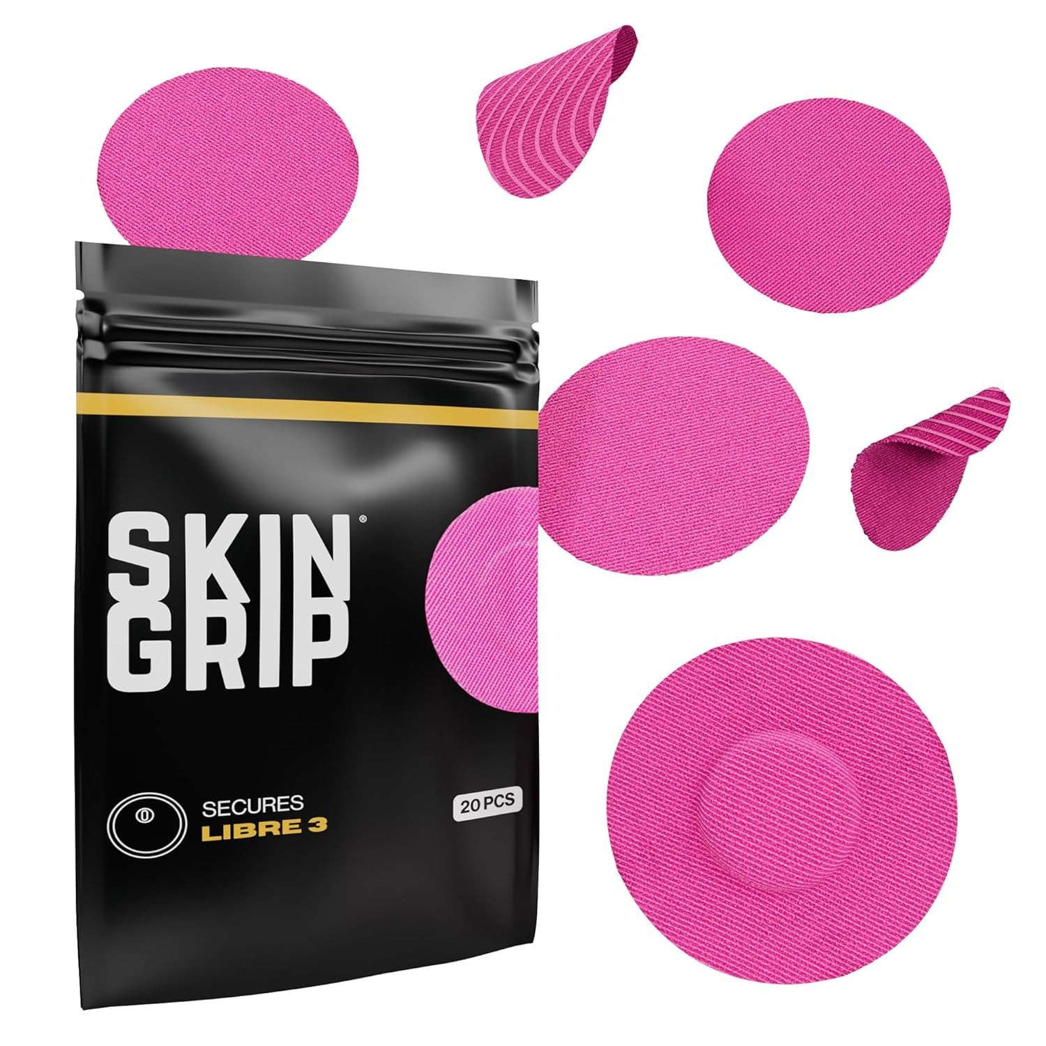 Pink Adhesive Patches For Freestyle Libre 3 Waterproof And Skin Friendly