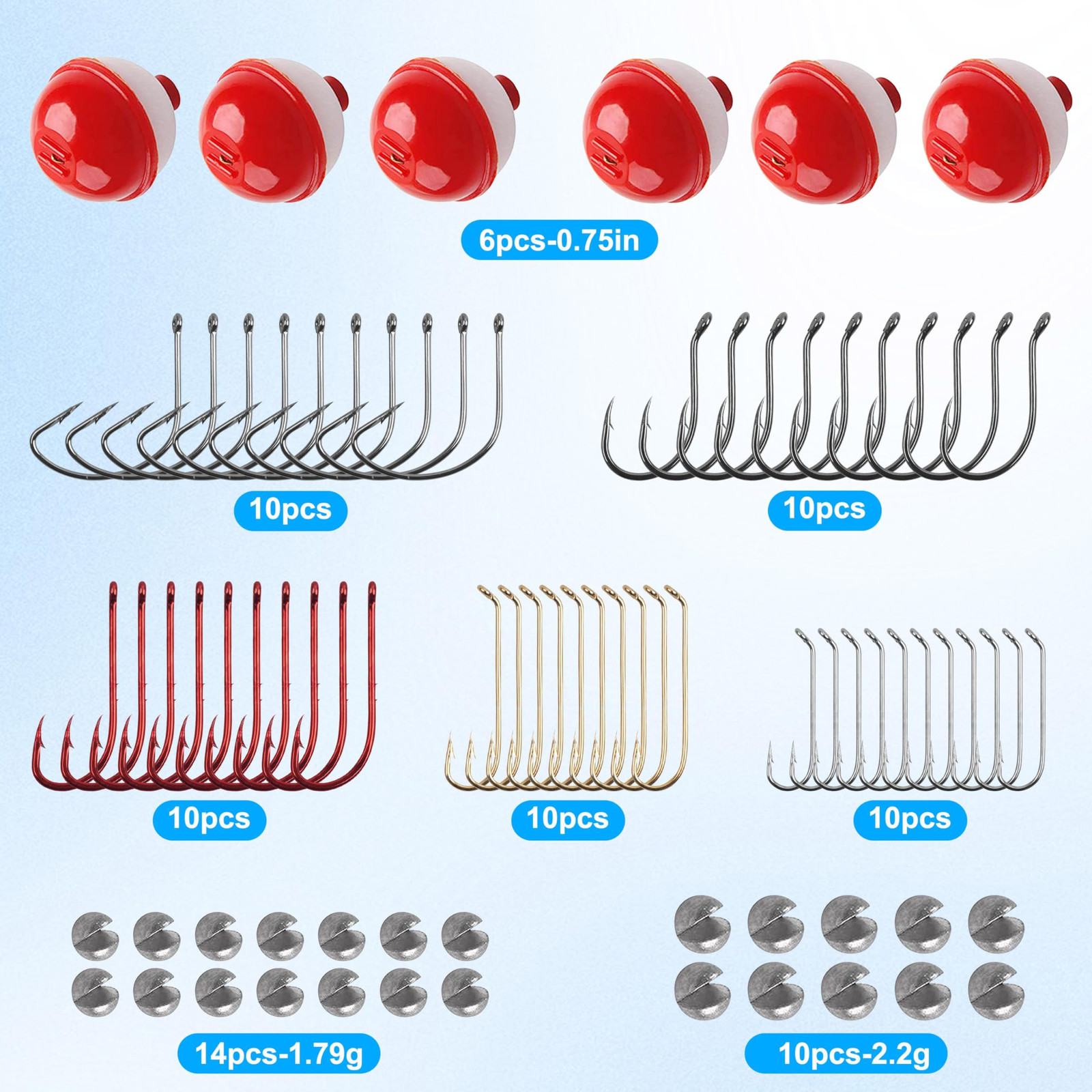 Fishing Bobbers Tackle Kit, 80pcs Beginners 5×2.56×0.75 inches, Red