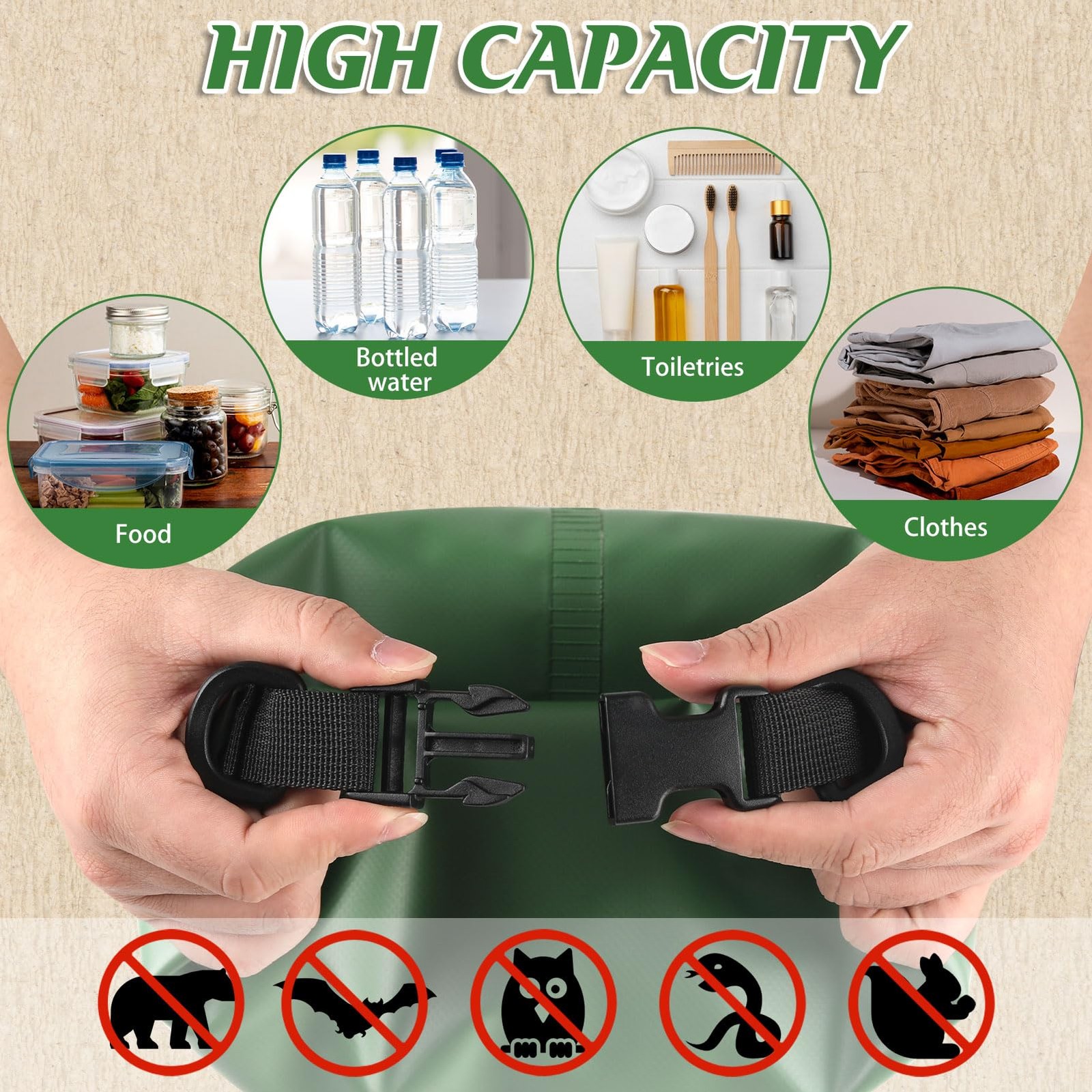 15L Waterproof Bear Bag Hanging Kit, Heavy Duty Bear Scent Proof Food Storage…