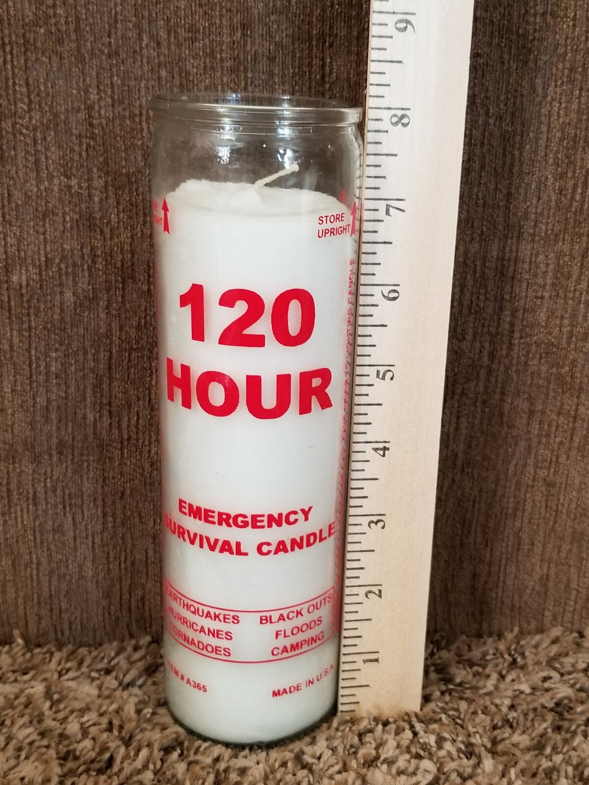 Emergency Candle 120 hr Survival Candle A365 Made in USA Black outs Disaster (20