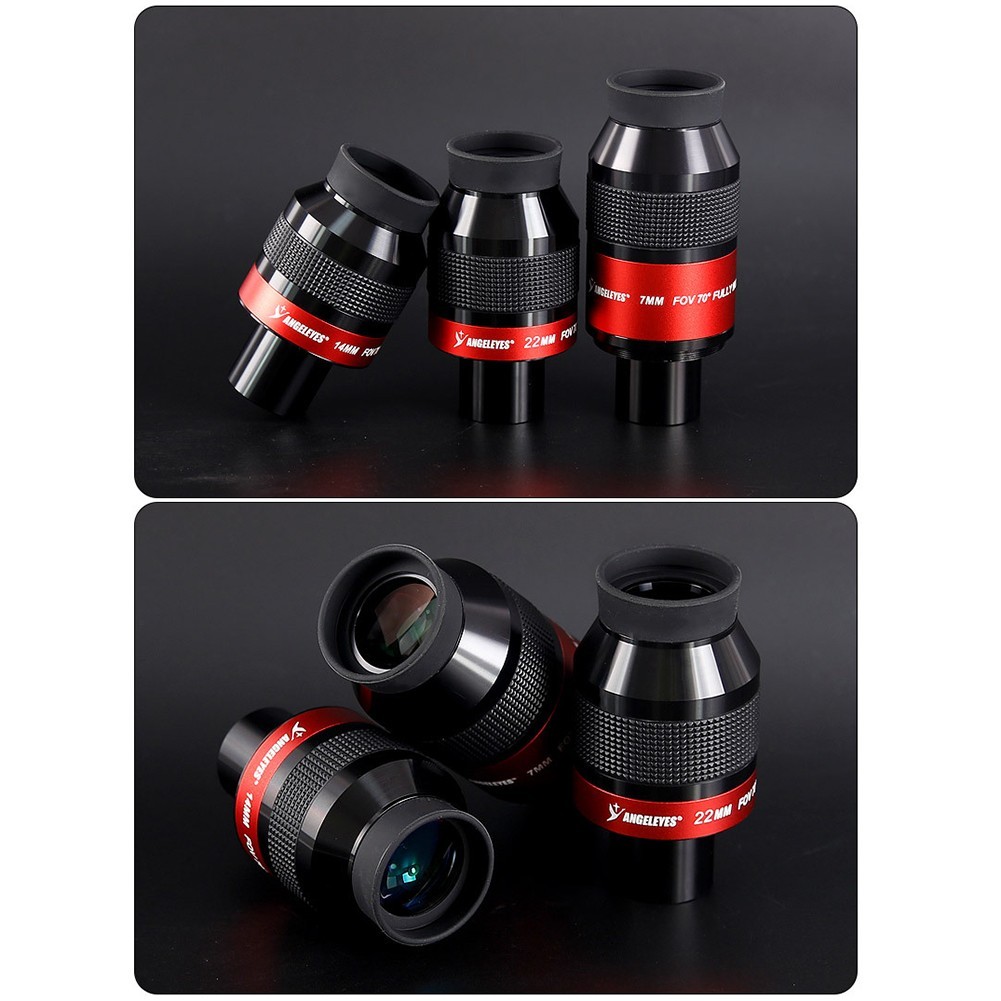 Flat Field Parfocal Eyepiece 70 Degree for Telescope with 8 Optical Lenses
