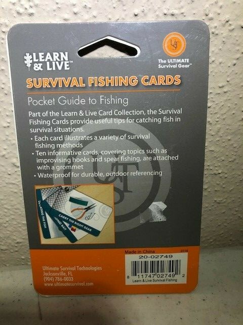 UST Learn & Live – Fire Building PLUS Survival Fishing Cards- – NEW