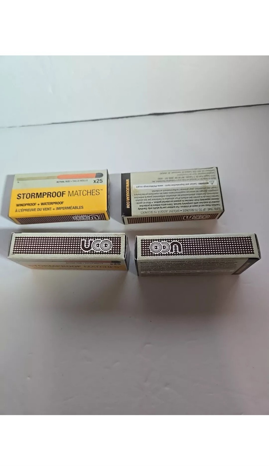 UCO Stormproof Matches 4 Pack 100 Ct. Total 15 Sec Burn Windproof Waterproof