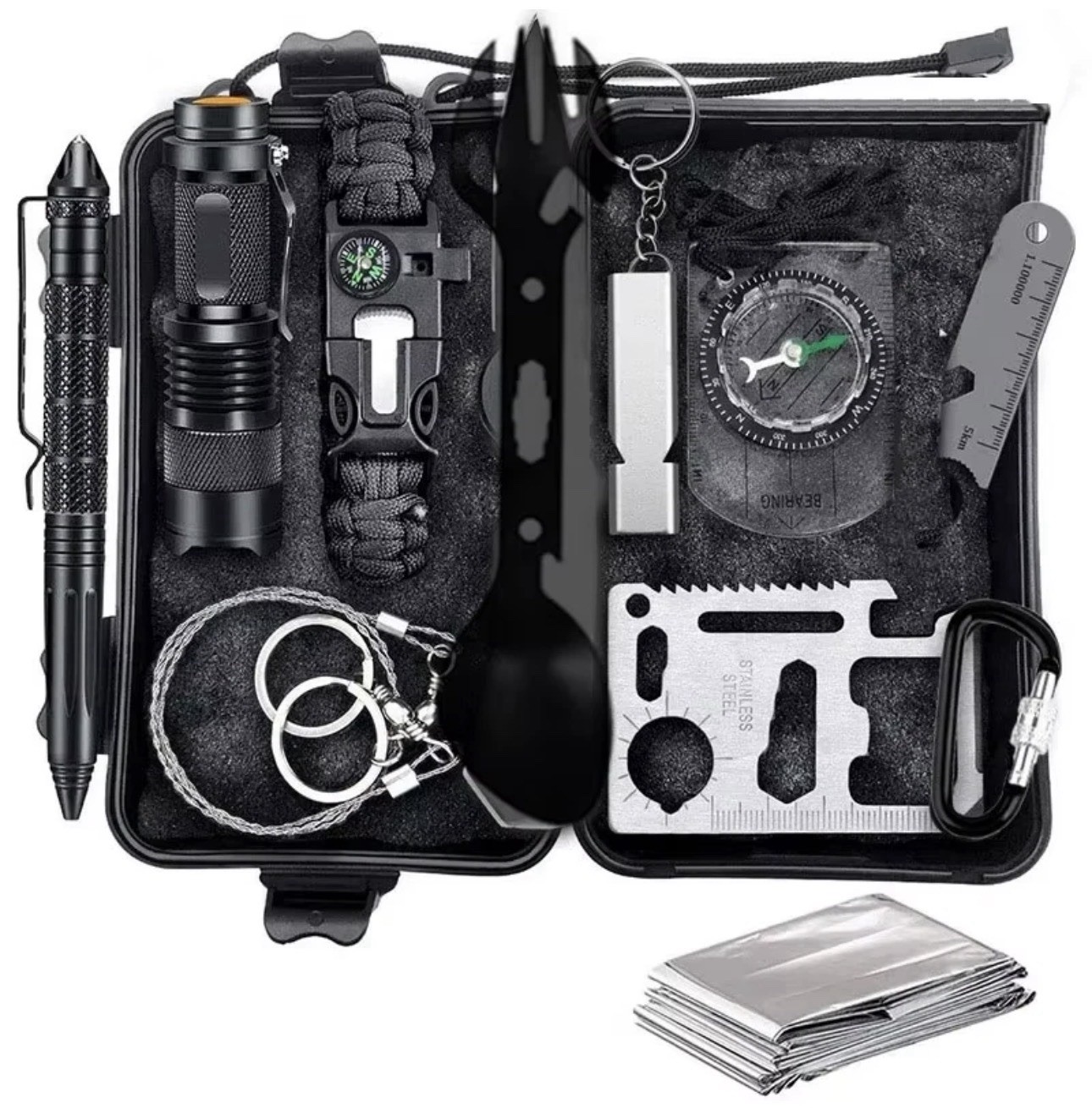 EDC Survival Kit Tactical Multi Tool Set Camping Hiking Emergency Gear Box
