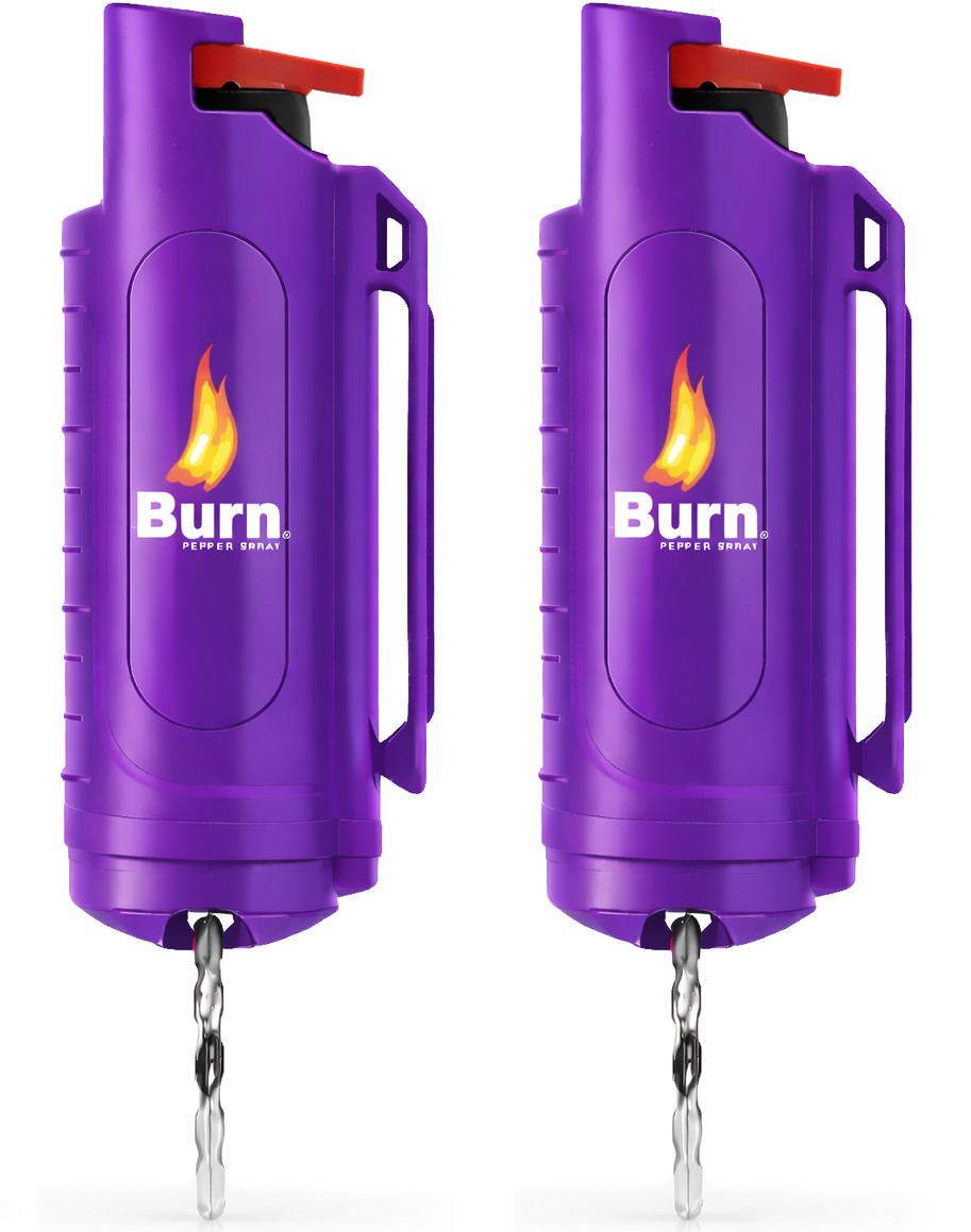 2 Pack Pepper Spray Keychain 1/2oz Police Strength Self Defense Burn OC Purple