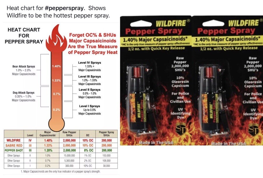 2 HOT WILDFIRE PEPPER SPRAY Police 1. 4 1/2 oz Keychain Women Safety Defense MC