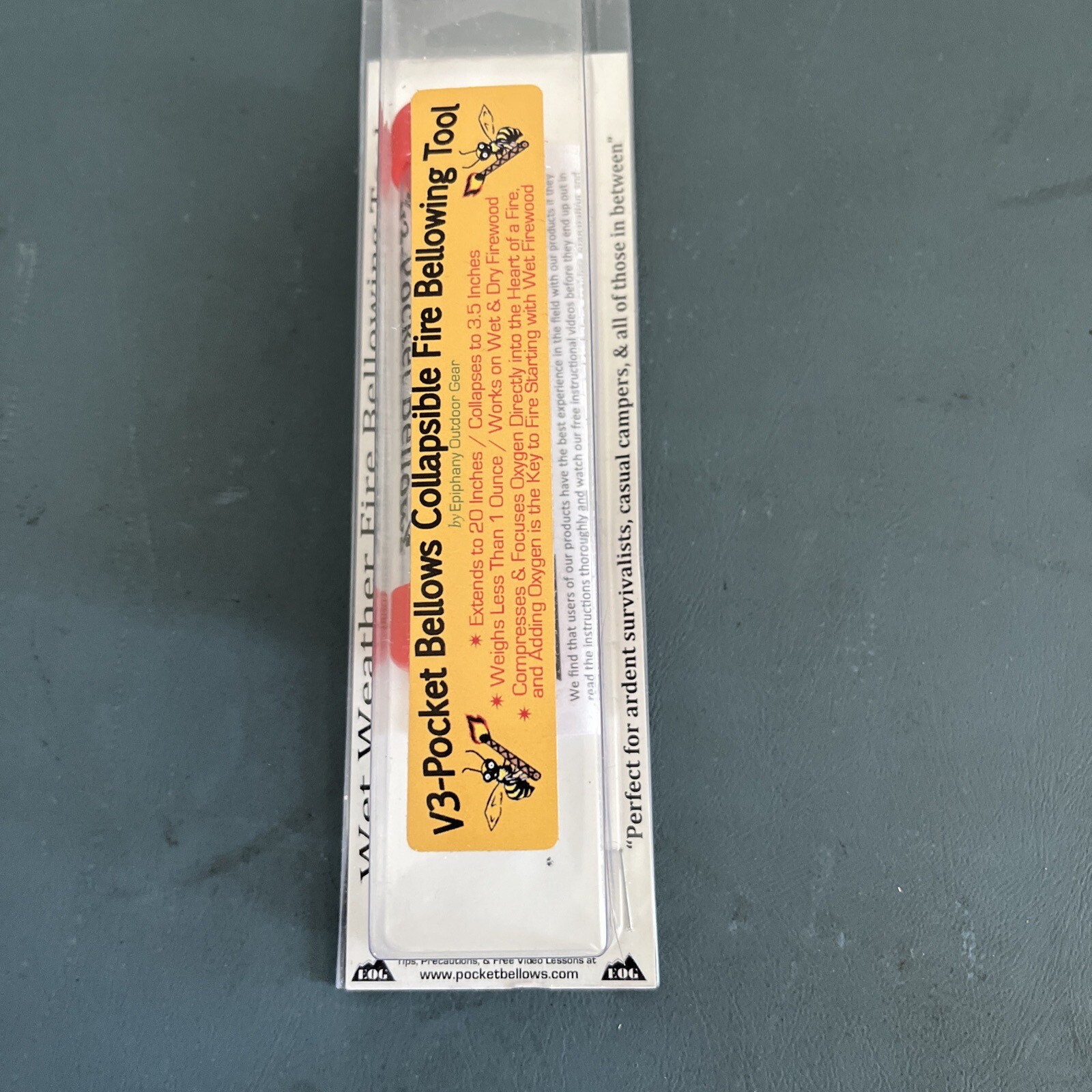 Epiphany Outdoor Gear V3-Pocket Bellows V3-01B Collapsible Fire Bellowing Tool