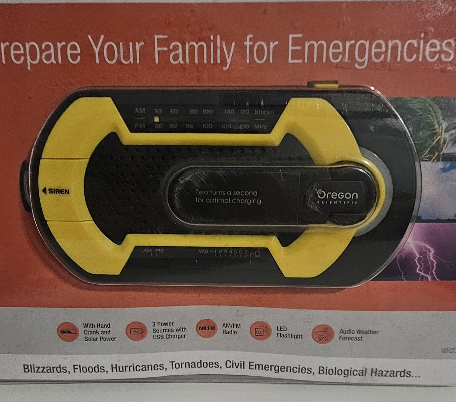 Multi-Powered Handheld Emergency Weather Radio Sealed (Oregon Scientific WR201)