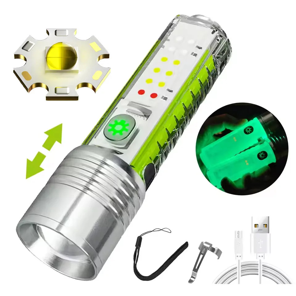 Spotlight Long-Range Strong Light XPG Focusing Flashlight Type-C Charging with S