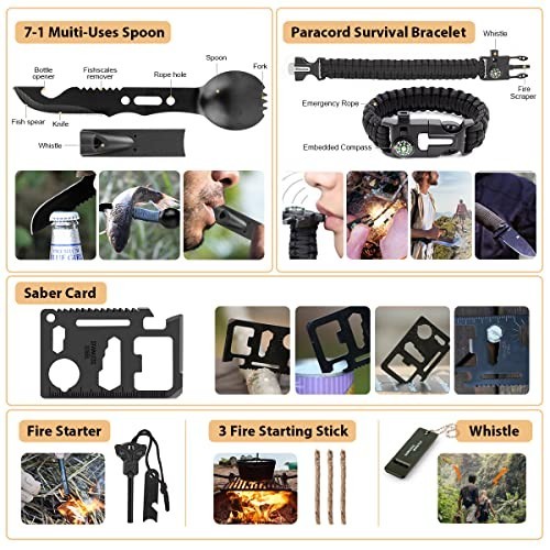 250Pcs Survival Gear Kit, Molle-Compatible Bag, First Aid & Emergency Tent for H