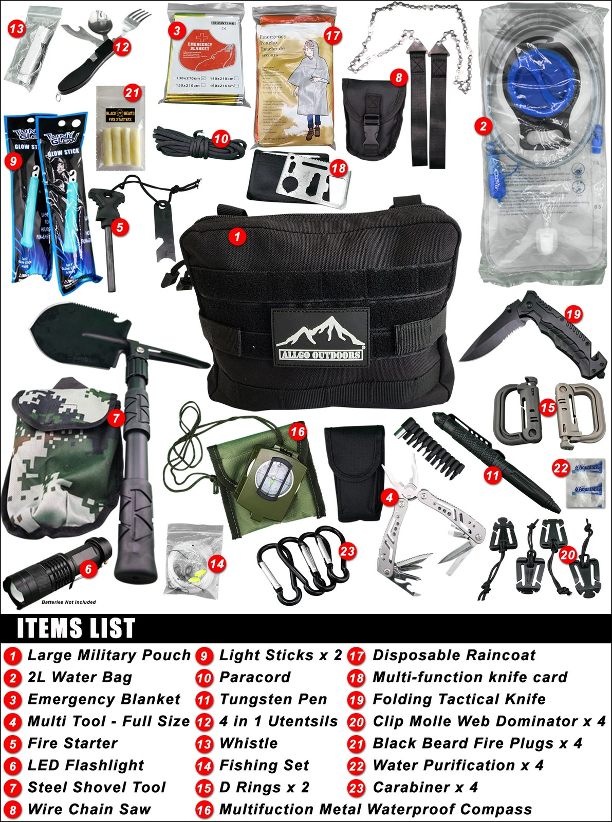 Ultimate Survival and Med Kit Complete 35L Bug Out Bag Backpack – Black
