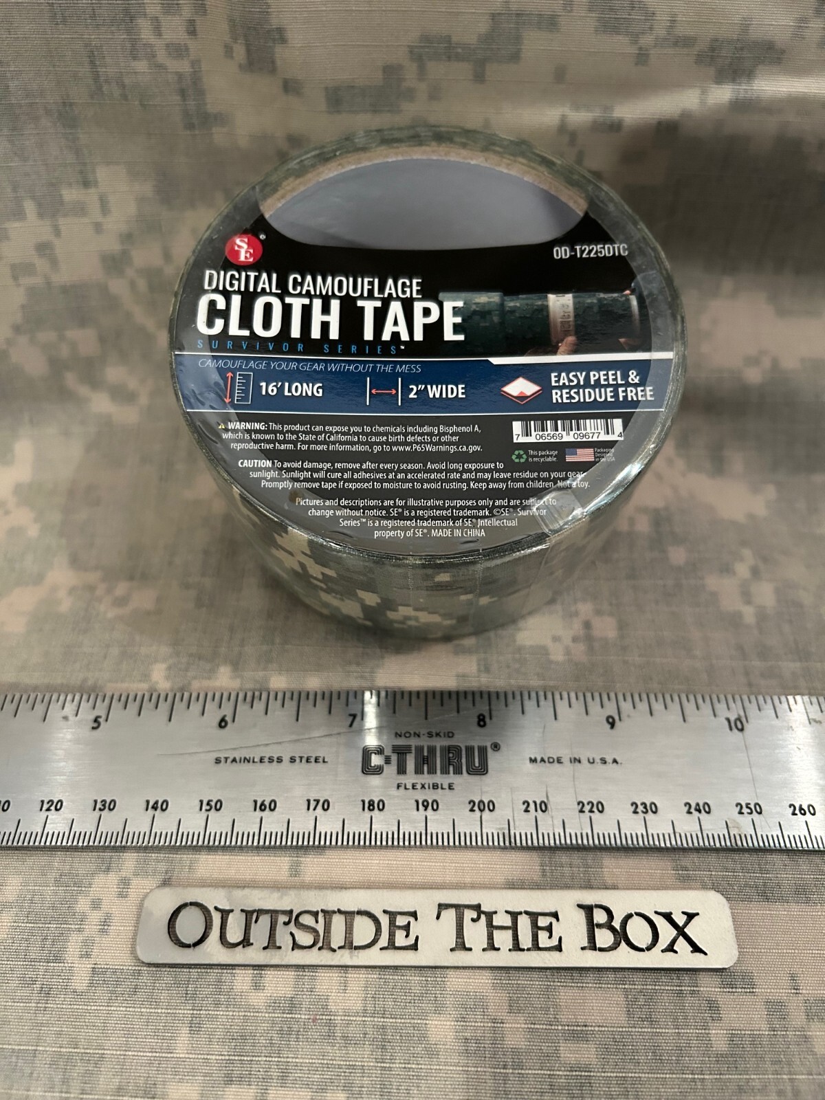 Emergency/Survival: Cloth Tape, Camouflage ACU, 2″ inch x 16′ feet, NO RESIDUE