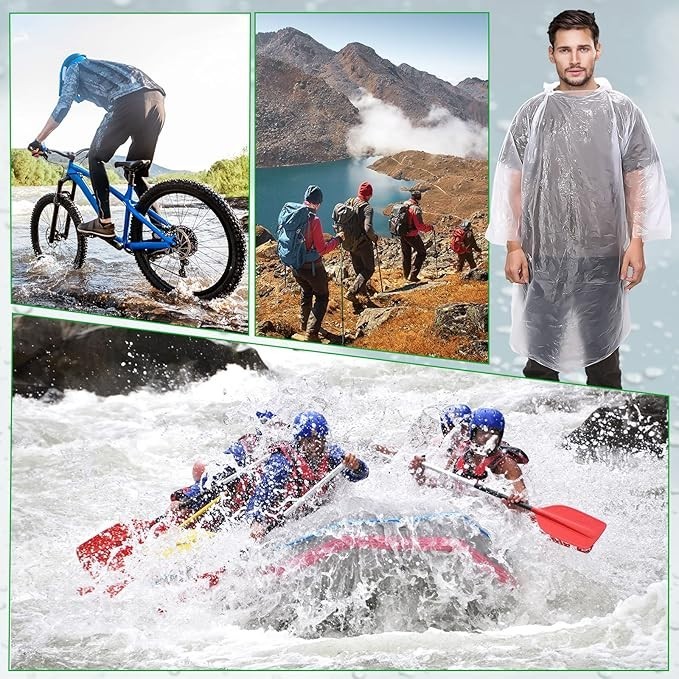 NEW Weather Zone One Size Fits All Clear & Light Weight Poncho Raincoat 10 PACK