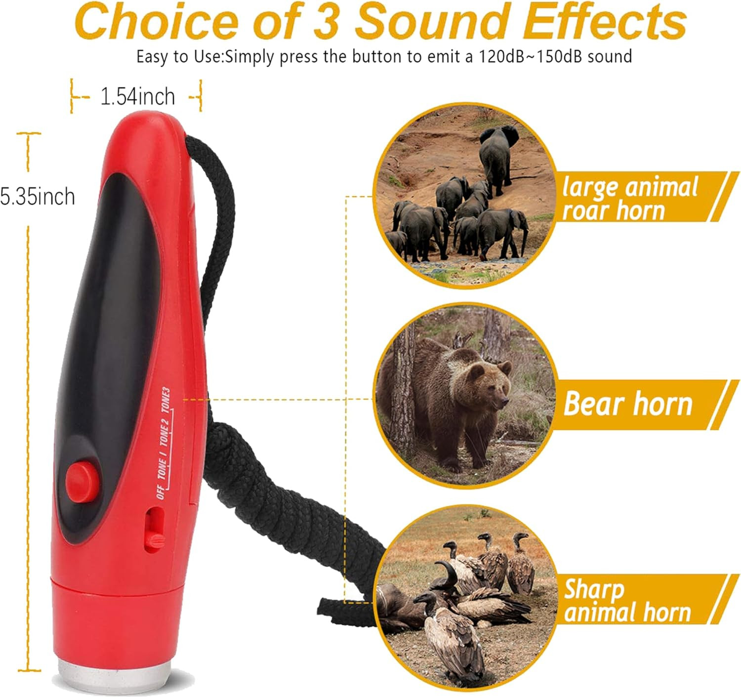 120Db Electronic to Scare Bears- Loud Air Horn for Safety Hiking Camping Emerge