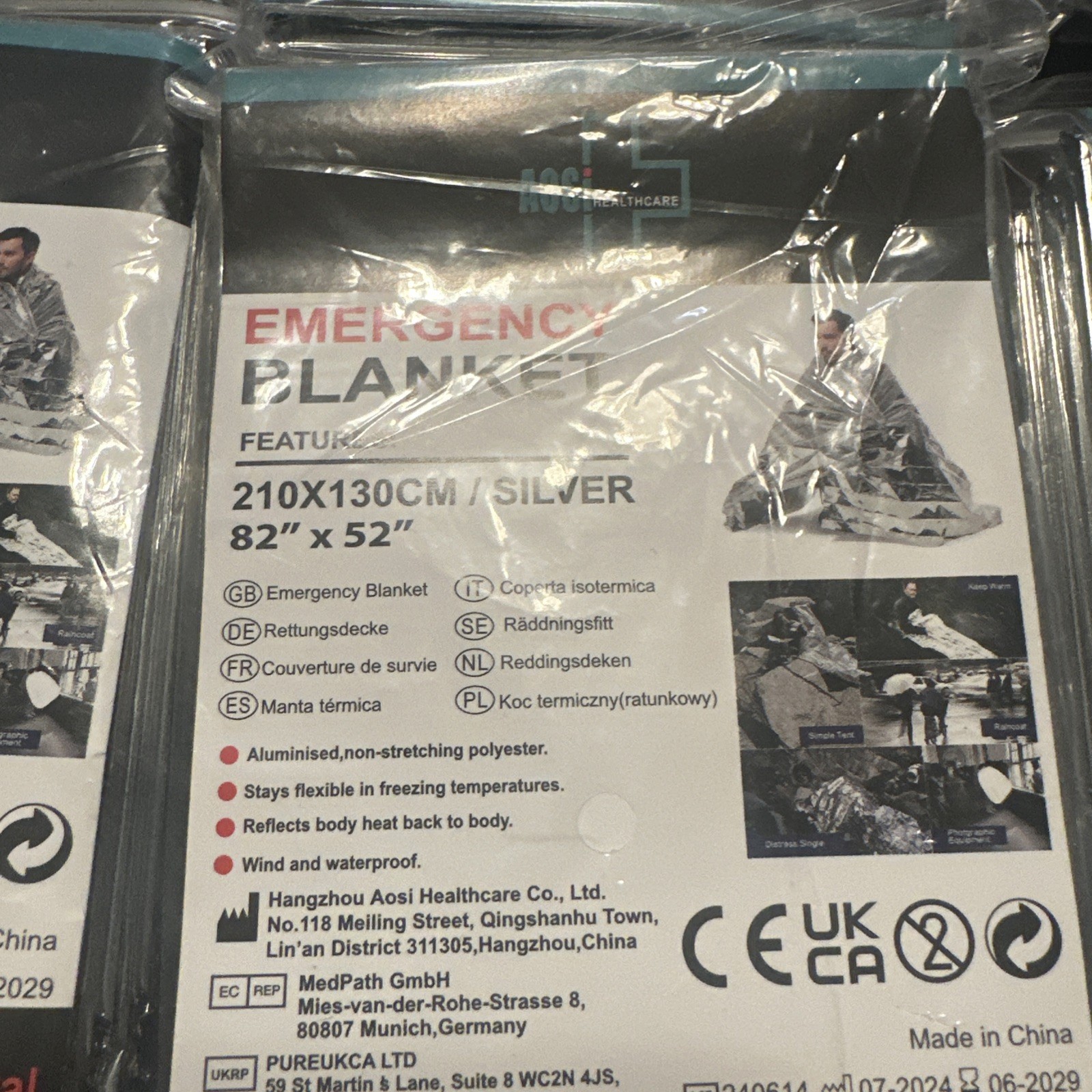 Emergency Mylar Thermal Blankets (Pack of 12 )New, Free Shipping ! Large