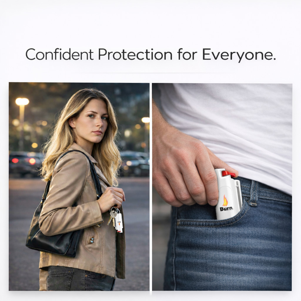 BURN Keychain Pepper spray Self Defense – 1 Pack .50oz White