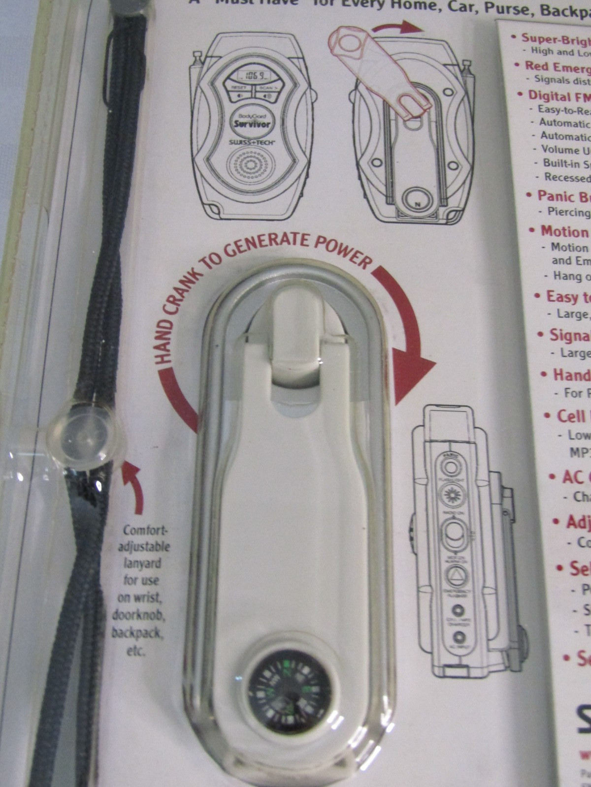 BodyGard Series Survivor 12-in-1 Self-Powered Emergency Radio Swiss+Tech