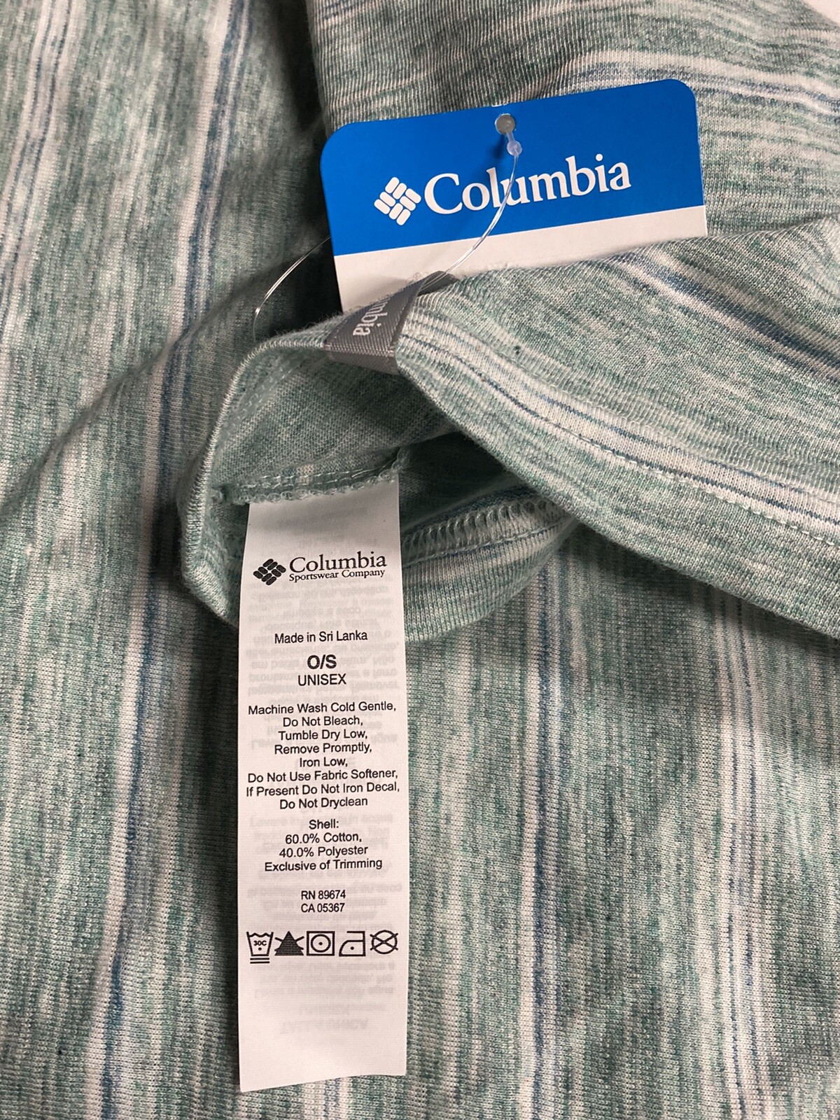 NEW Womens Columbia Omni Wick Ultra Light Personal Neck Gaiter Green Blue Stripe