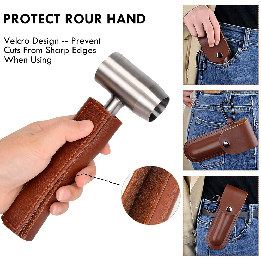 Outdoor Survival Gear Hand Auger Wrenches with Leather Case Drill Wood Pegs