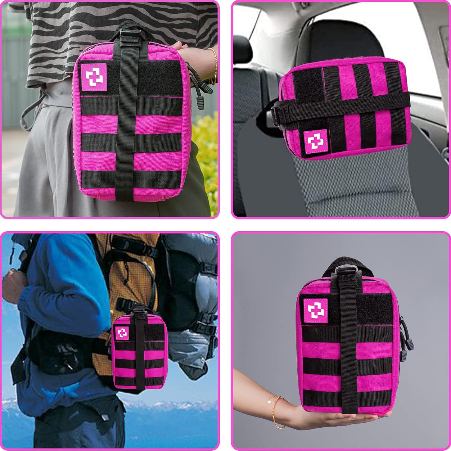 Pink Survival Kits First Aid Set Hiking Camping Gear Equipment Bug Outdoor Gift