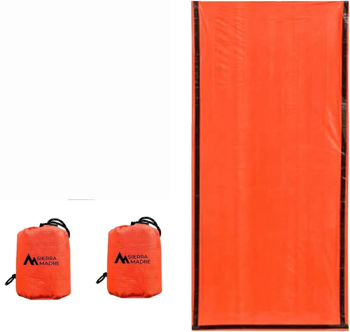 Sierra Madre Emergency Sleeping Bag – Ultralight, Pack of 2, Orange