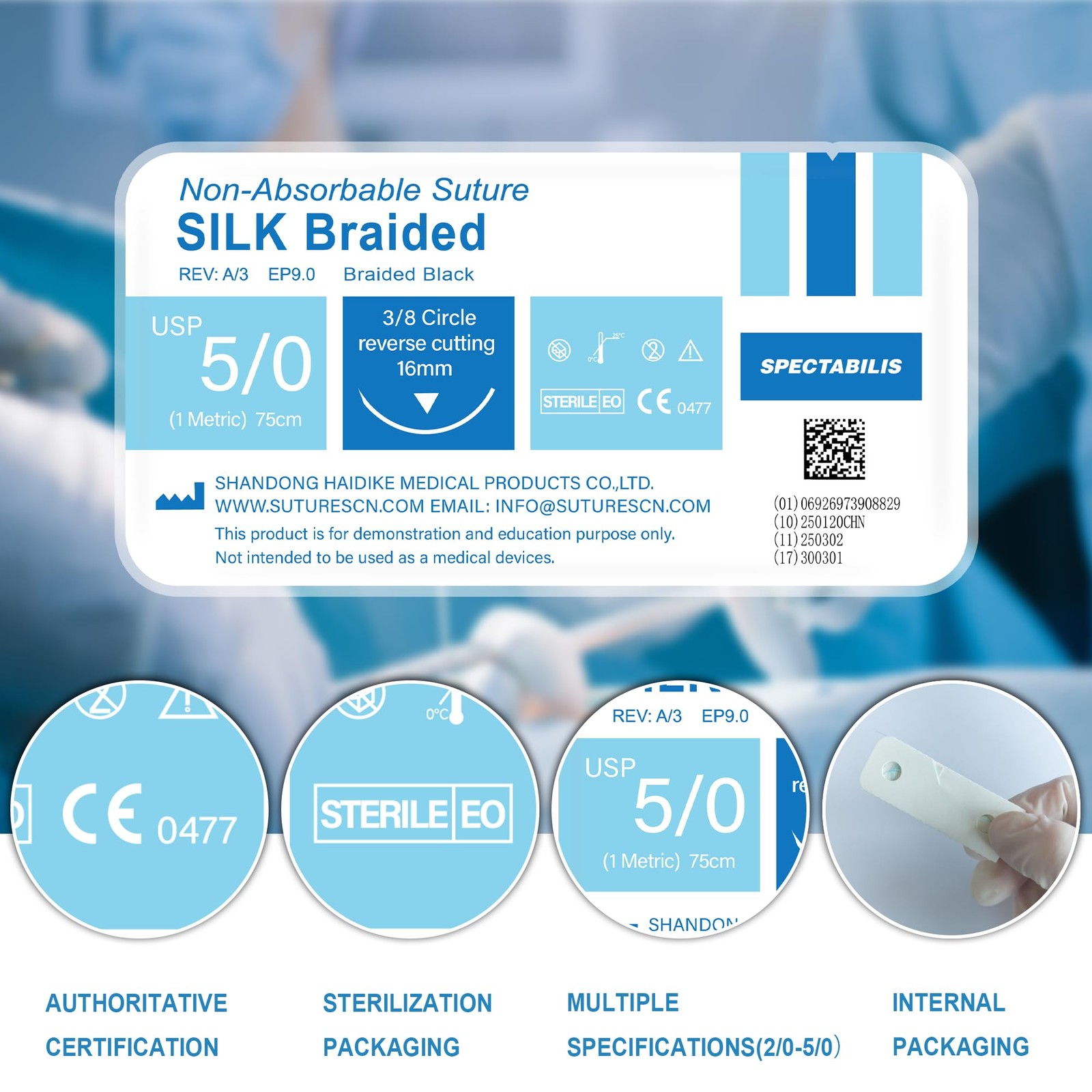Spectabilis Suture Practice Thread and Needles for 2.36 x 0.78 x 0.1 inches