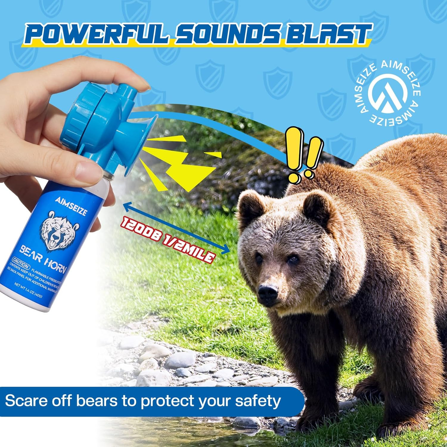 Bear Horn for Self Defense: 1.4Oz Air Horn to Scare Bears, 120Db Heard up to 1/2