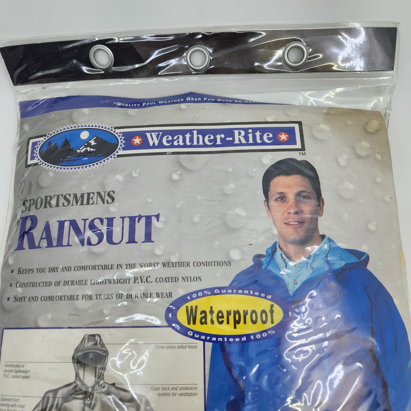 Weather-Rite Yellow PVC Coated Nylon Waterproof Rainsuit #8127 Size L Open Pkg
