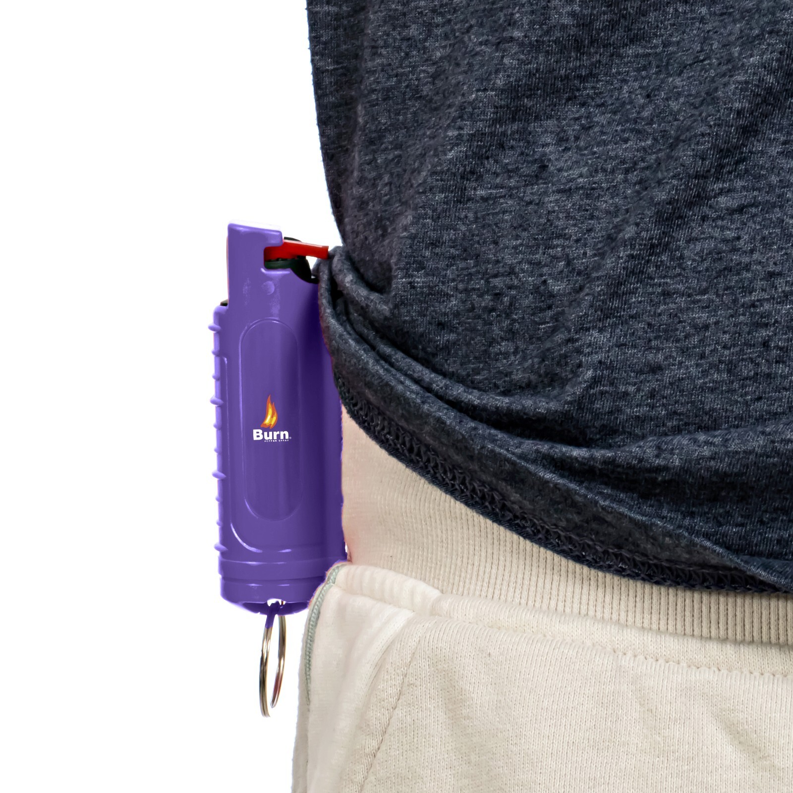 BURN Keychain Pepper spray Self Defense – 1 Pack .50oz Purple