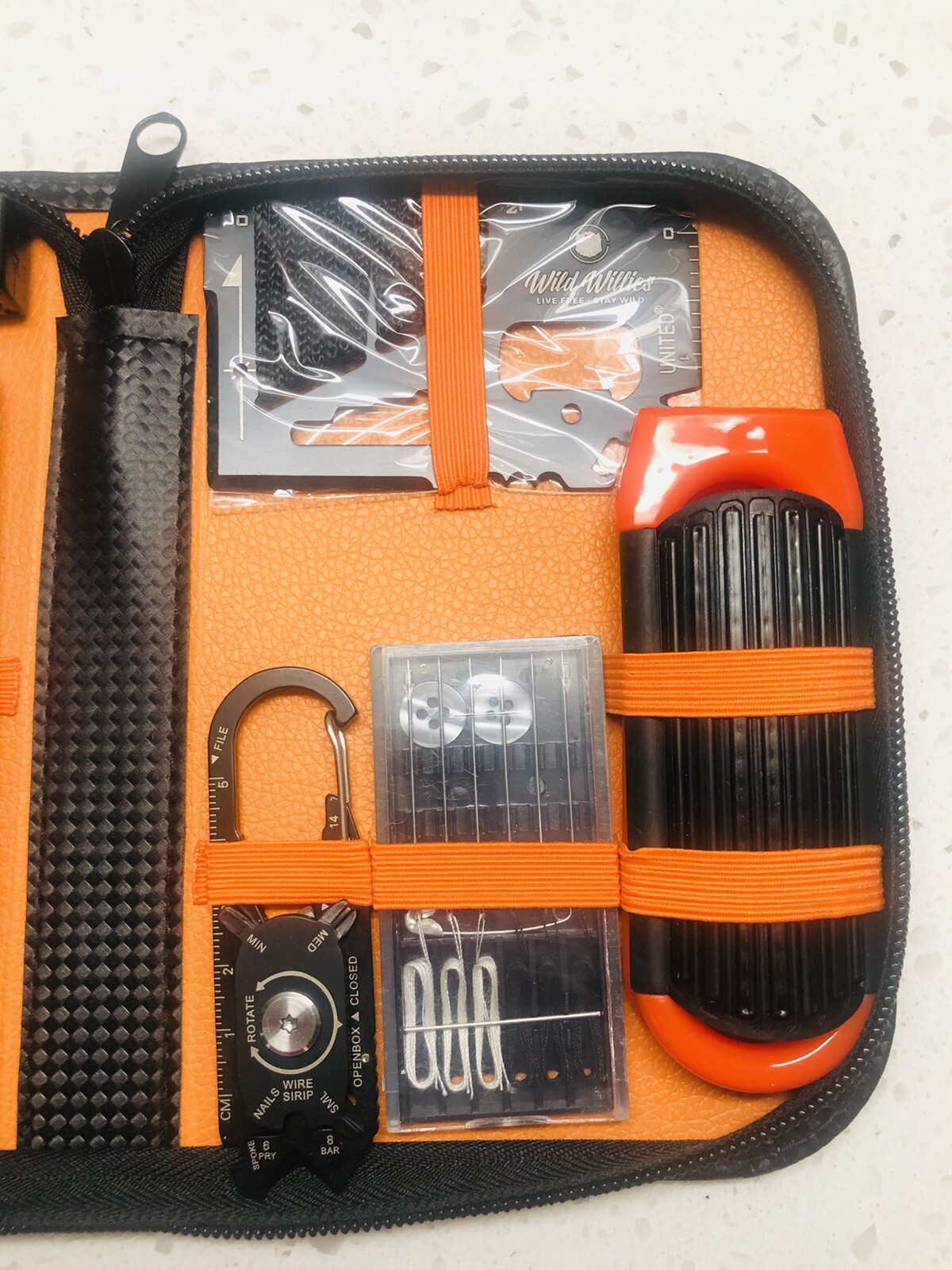 Men’s Travel Grooming & Emergency Kit 12 Piece with Black Leather Case Gift Set