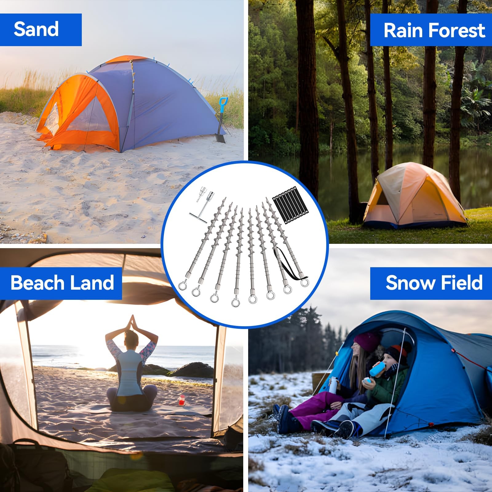 Keltrion 8 PCS Screw in Tent Stakes for Women Men Ground Anchors silvery