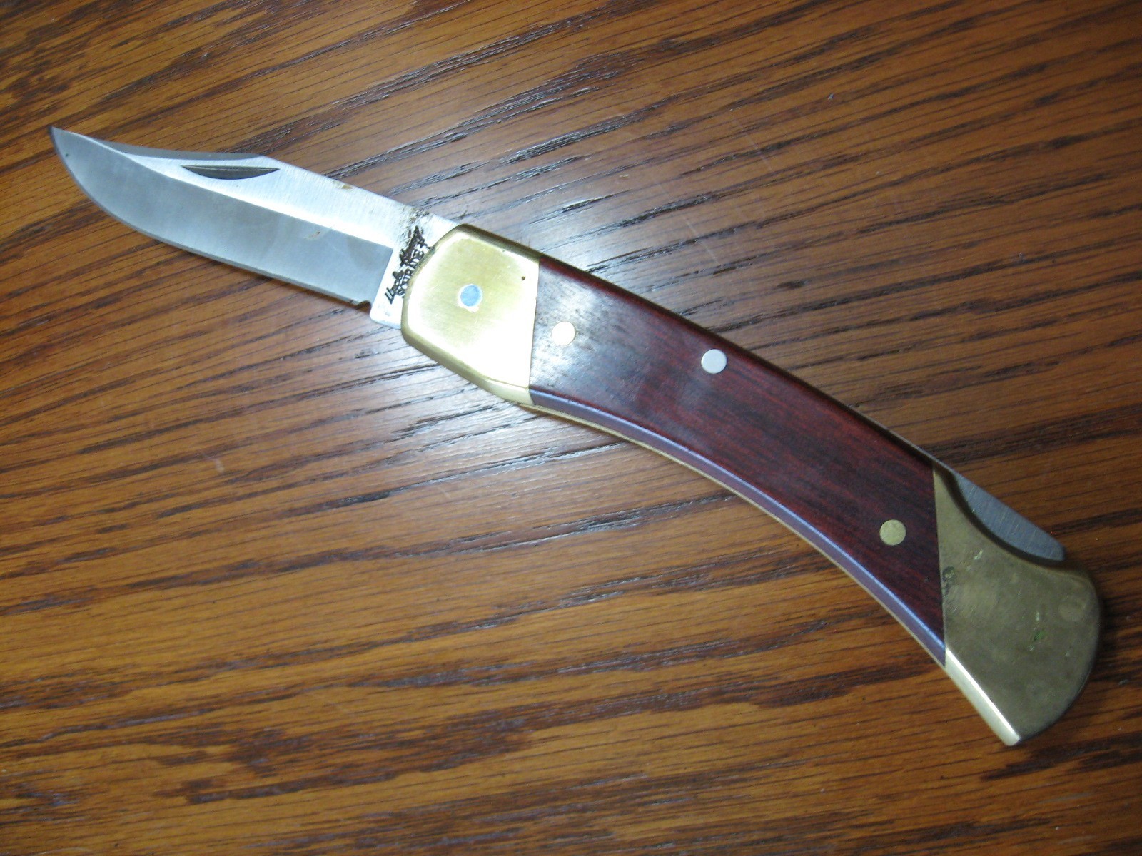 rmk99 Schrade Uncle Henry 8.7″ Folding Knife LB7 USA Wood/Brass Handle VG st135
