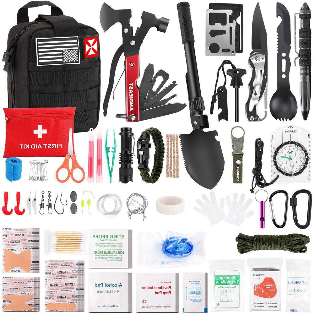 248 Pieces Survival First Aid Kit with Molle Pouch for Camping, Hiking, and Outd