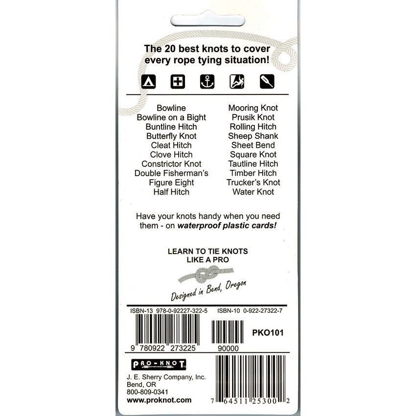 New Pro-Knot Outdoor Knot Cards PKO101 Includes the 20 best rope knots