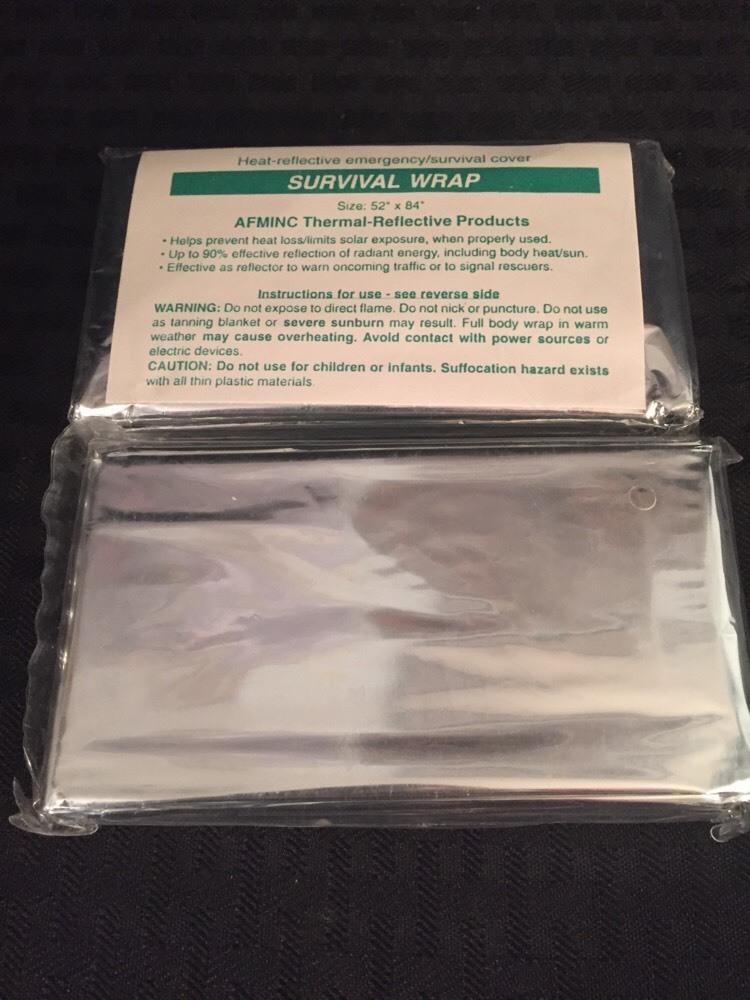 NEW AFMINC Thermal Heat Reflective Emergency Survival Wrap Space Blanket 52″x84″