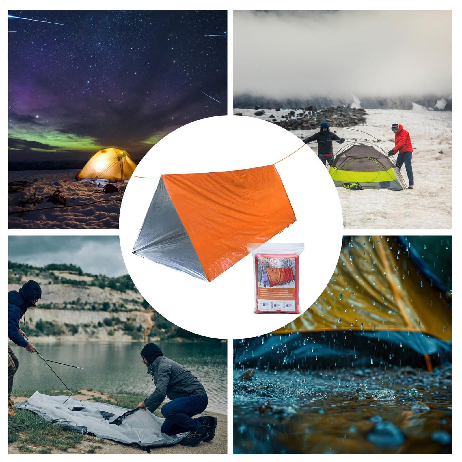 Emergency Tent Blanket Sleeping Bag Survival Reflective Shelter Outdoor Camping