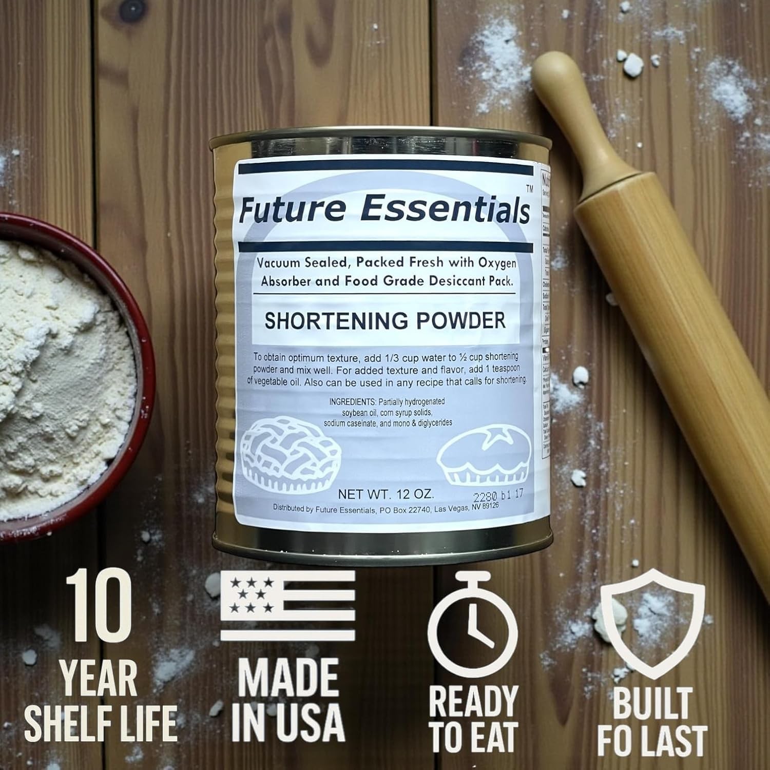 Future Essentials Canned Shortening Powder for baking and cooking | 6 CANS