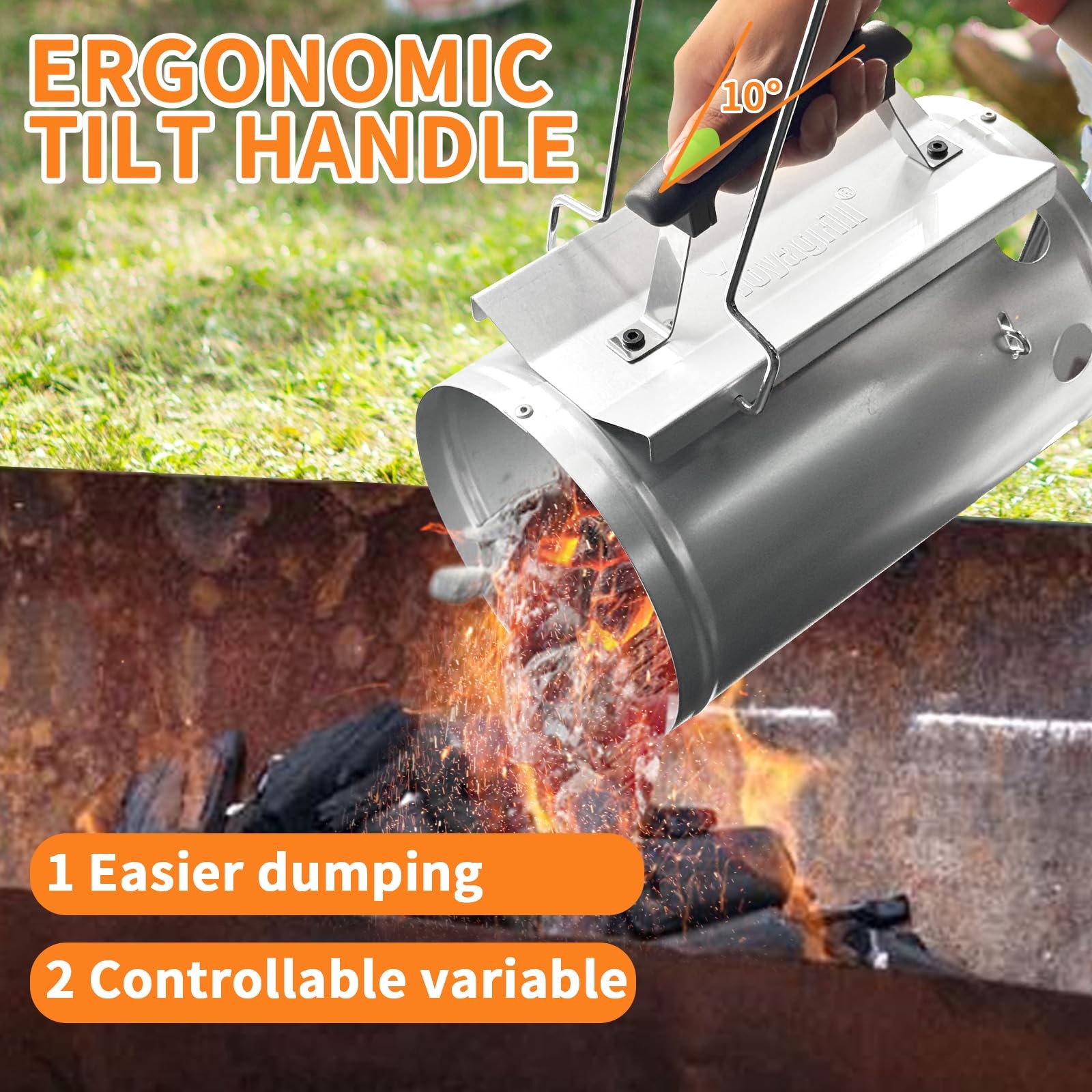Joyagrill 7.5X12inch XL Charcoal Chimney 7.5x12inch Starter