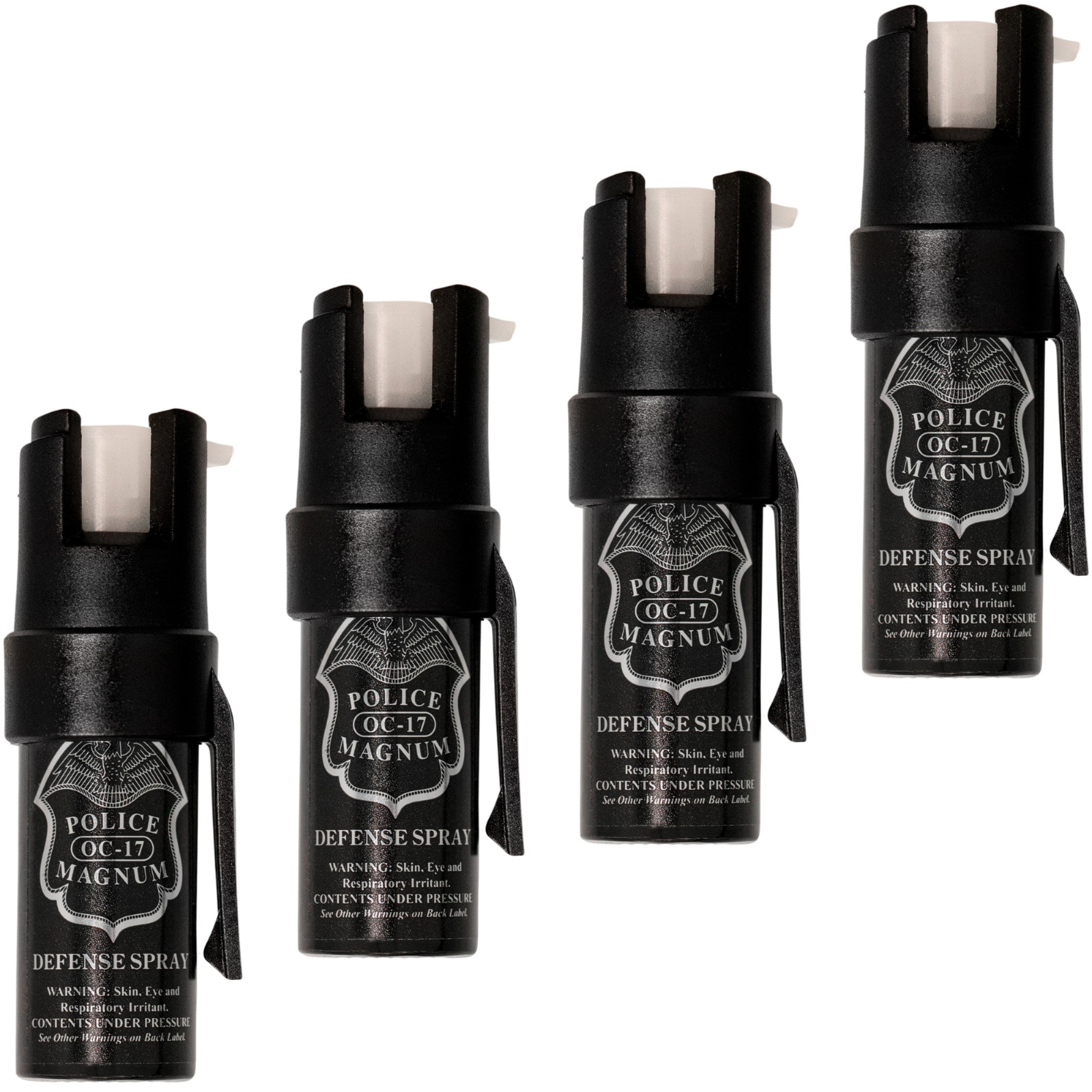 Police Magnum pepper spray USA self defense security 4 pack 1/2oz Pocket Clips