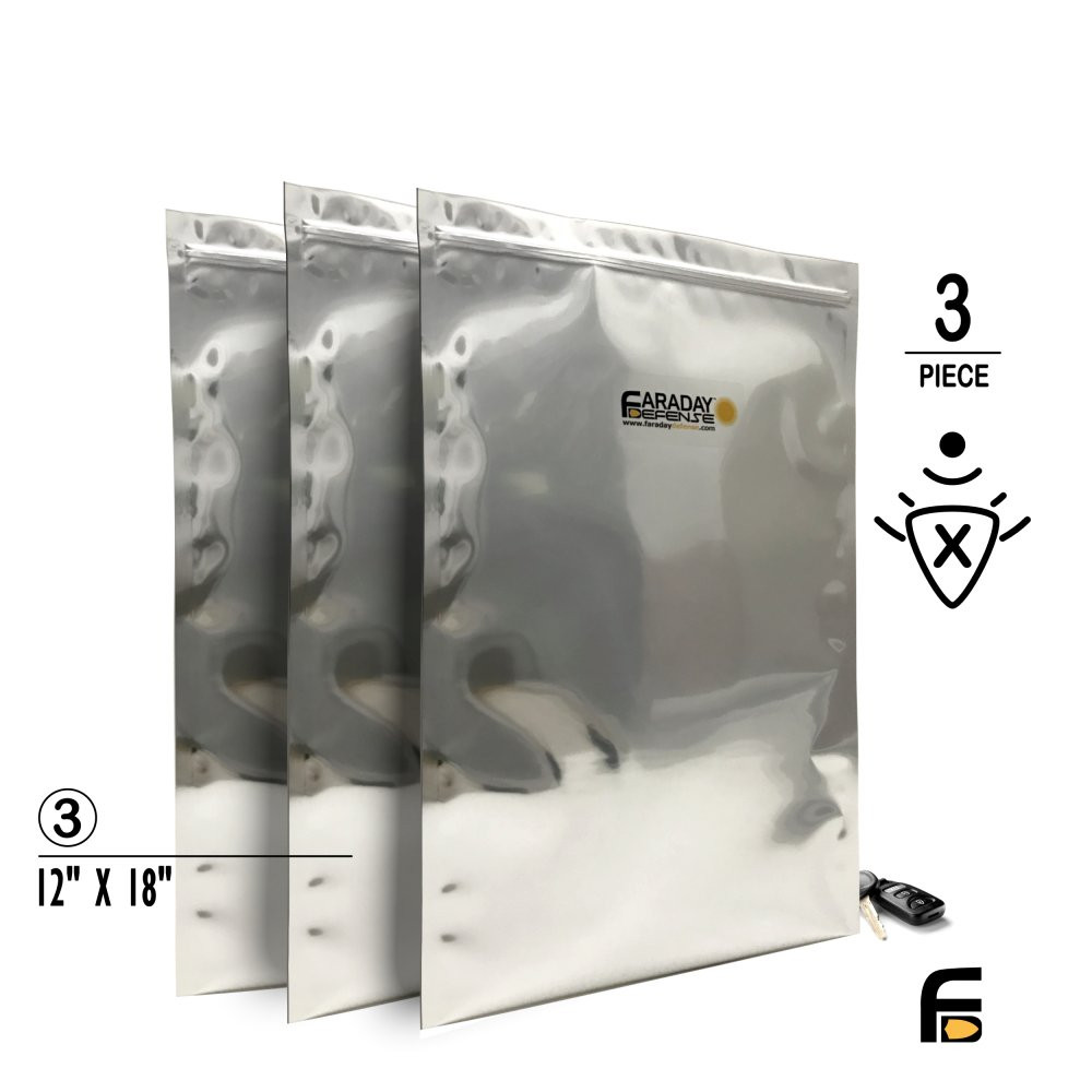 Faraday 3 PC X-Large Laptop NEST-Z 7.0 Mil 5-Layer EMP Bags 12″ x 18″