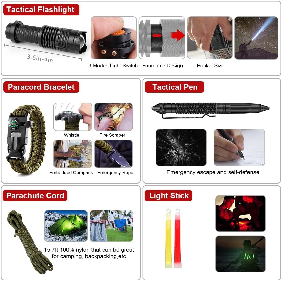 222PCS Survival Kit Emergency First Aid Molle Bag Camping Outdoor