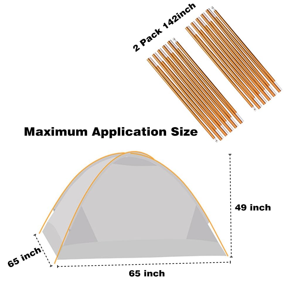 KangTeer Aluminum Tent Poles Replacement,2 Pack 11.8 ft 7001 Alloy Bar Gold