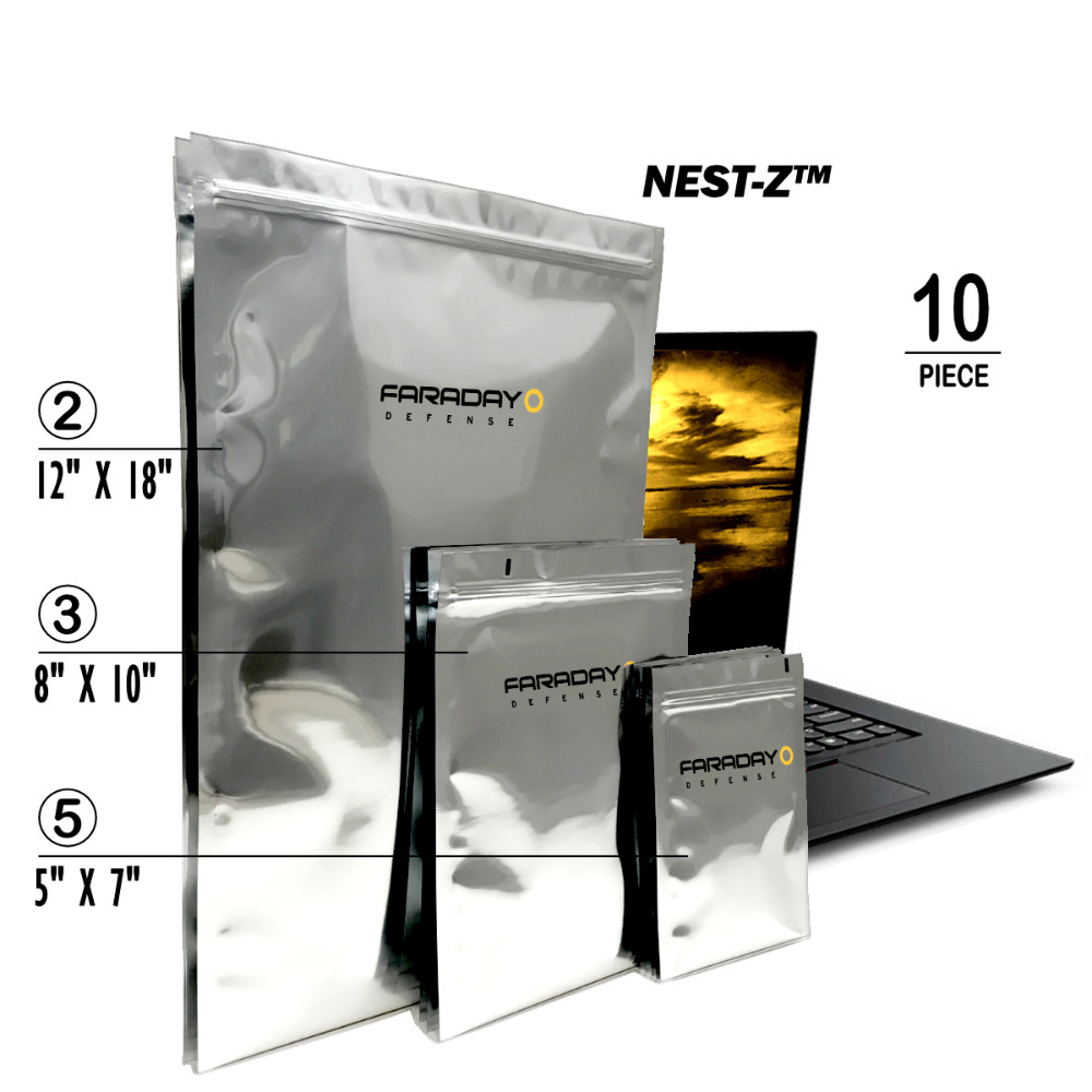 Faraday 10 PC Large-Kit NEST-Z 7 Mil Moisture Barrier 5-layer EMP Bags