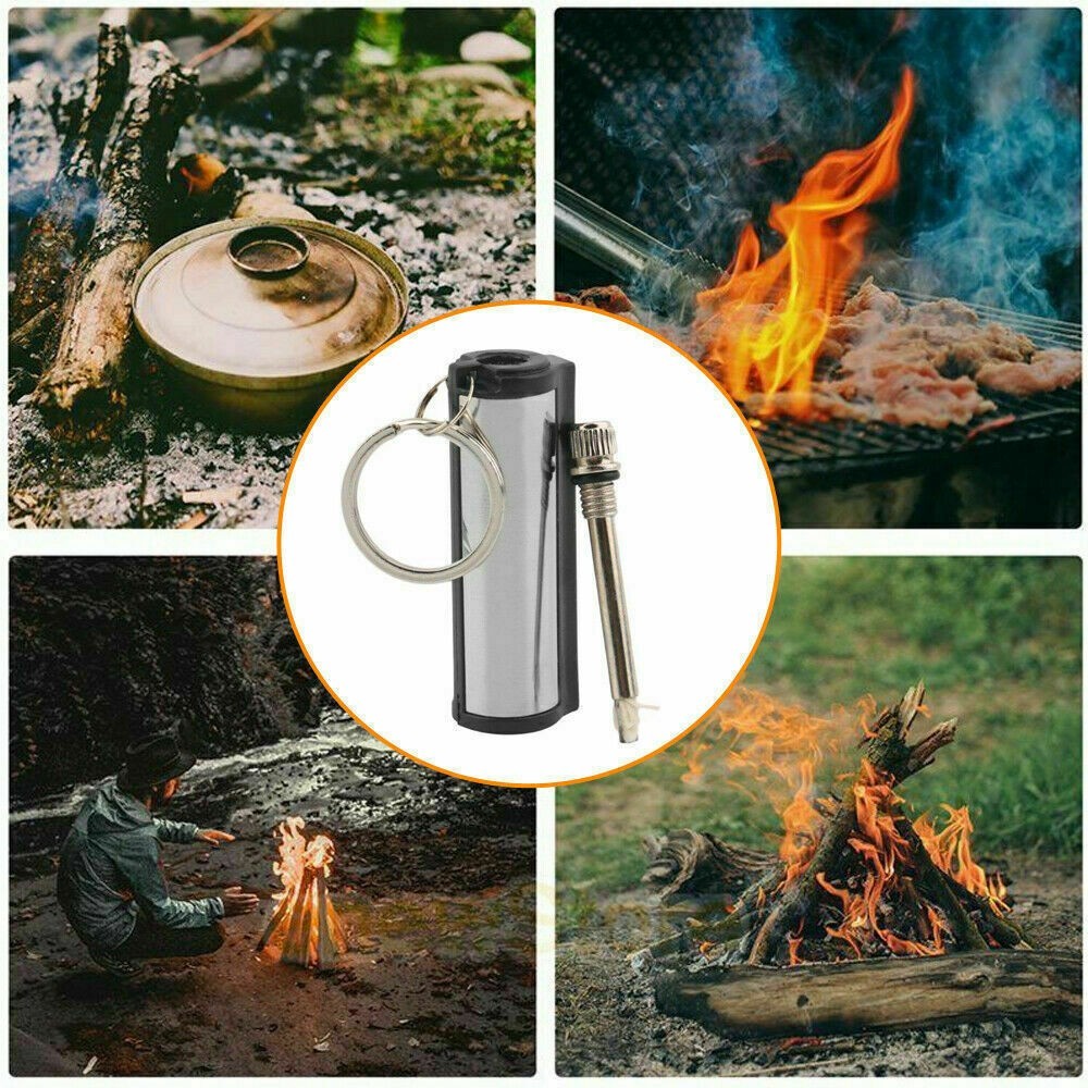 2x Outdoor Fire Starter Permanent Match Lighter Survival Tool Flint Keychain@