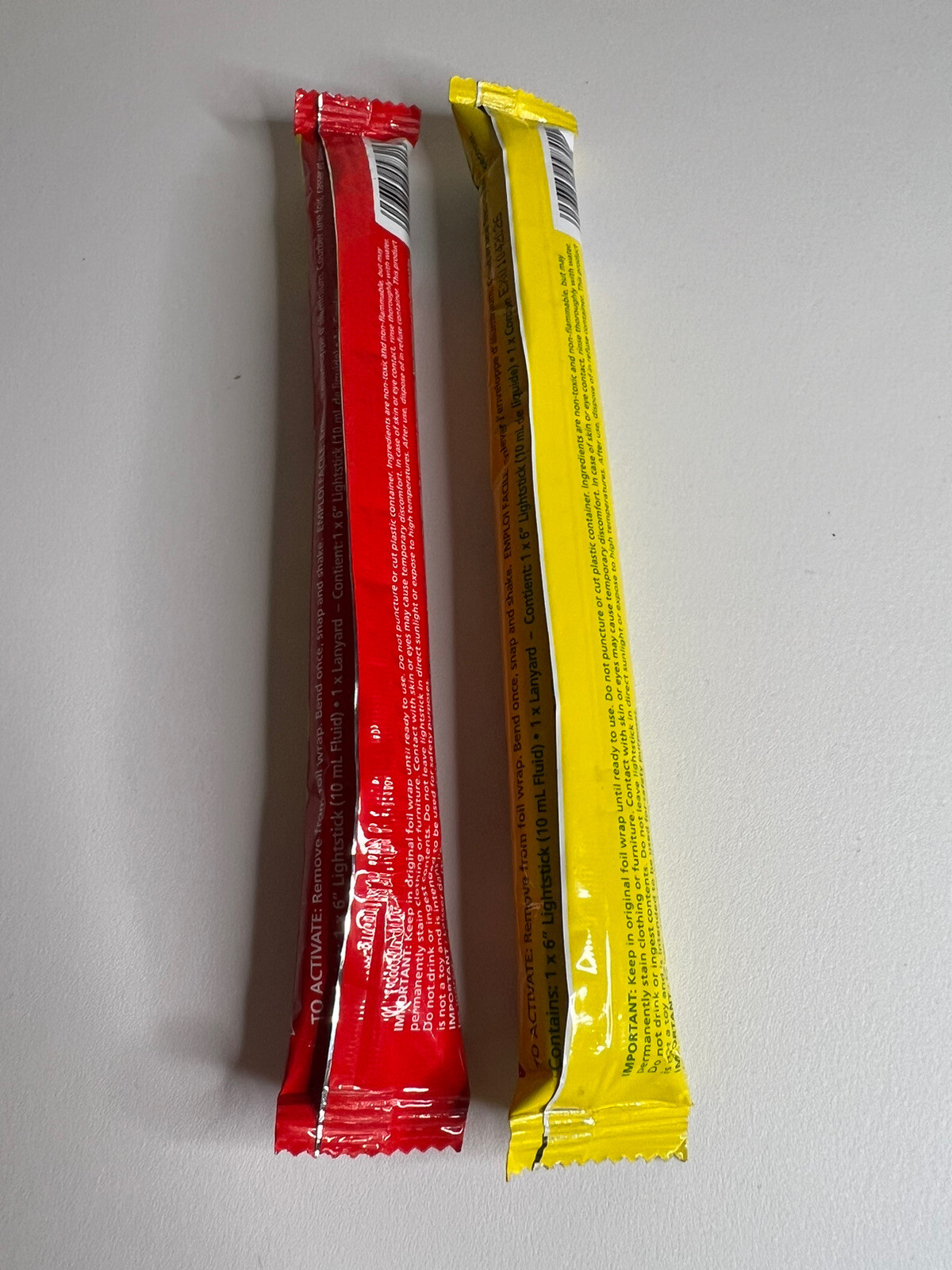 Coughlans 12 hour Glowsticks 2 pack YELLOW & RED Great For Halloween/Party