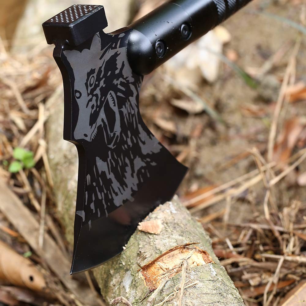 LIANTRAL Survival Camping Axe, Folding Tactical Axe Hatchet with Hammer, Nylo…
